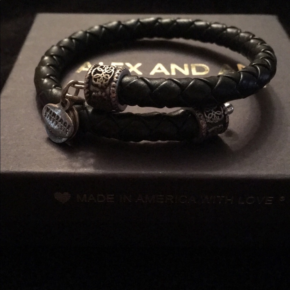 Authentic Alex and Ani Leather wrap  bangle